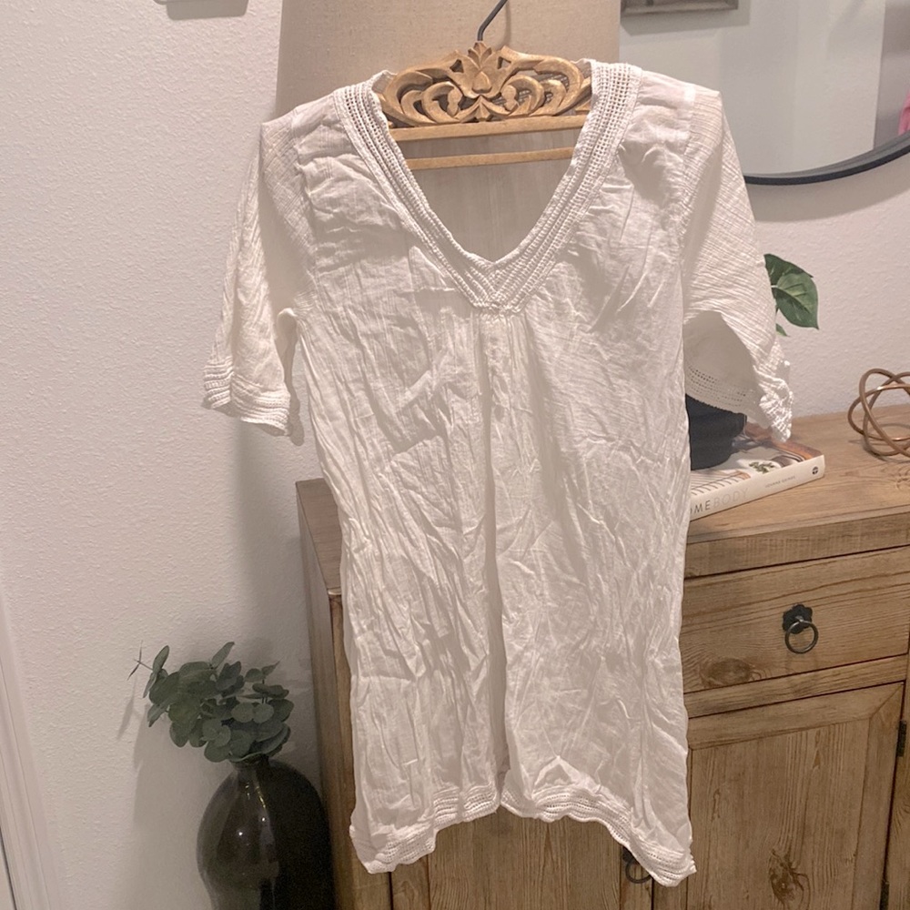 Athleta Swim Beach Cover Up White Lightweight SZ XL.